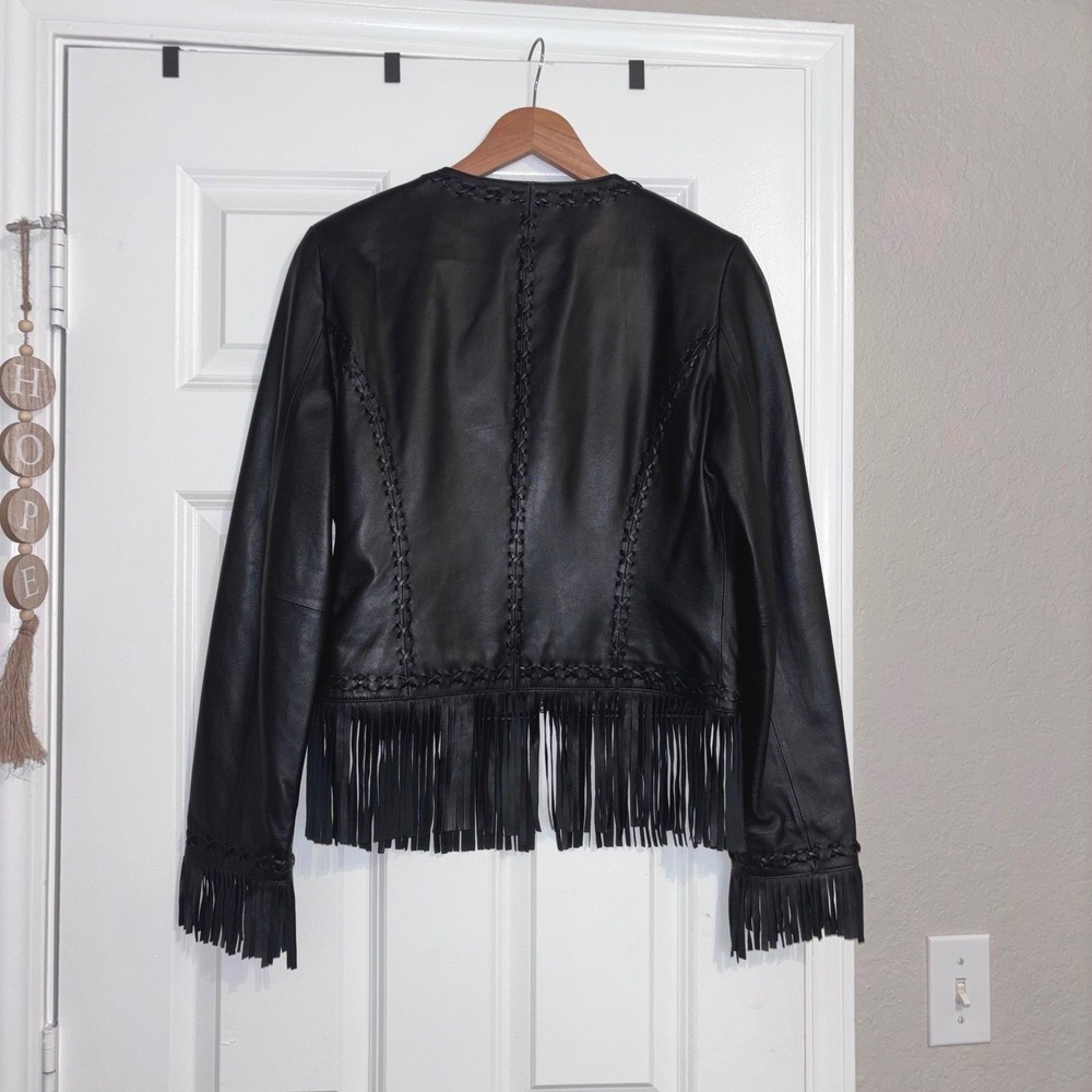 Vintage Cache Women's Fringe Western Biker 100% Leather Jacket  Sz 8 - Picture 4 of 10